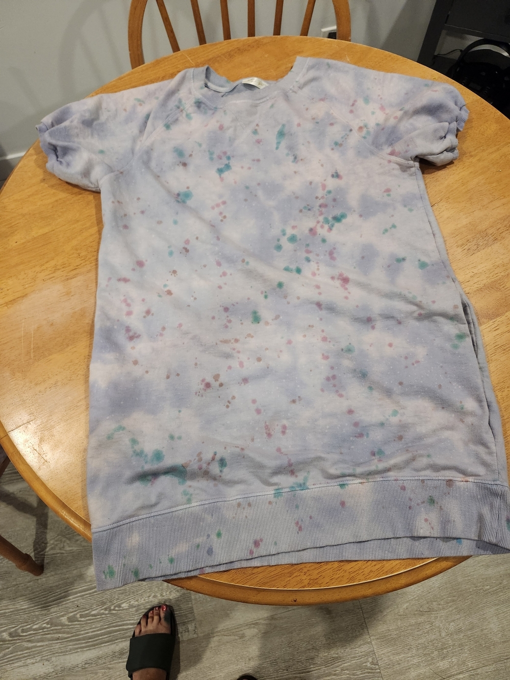 Tie-Dye Short Sleeve Dress Shirt - Lavender with Multicolor Splatter, Hand Dyed